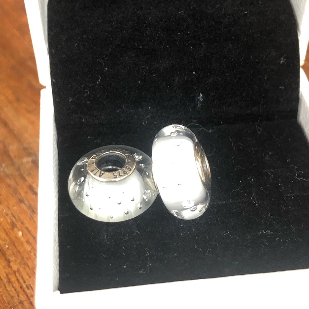 2 Authentic Pandora Effervescent Murano Glass Charms.